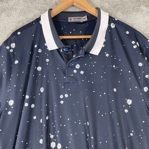 G Fore Floral Print Golf Polo Shirt Mens 2XL Navy Blue Performance Stretch